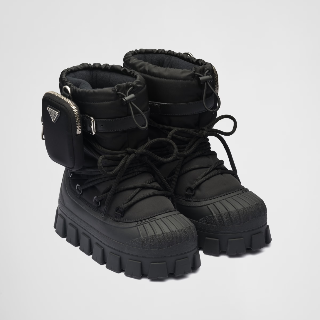 Re-Nylon gabardine après-ski boots with pouch