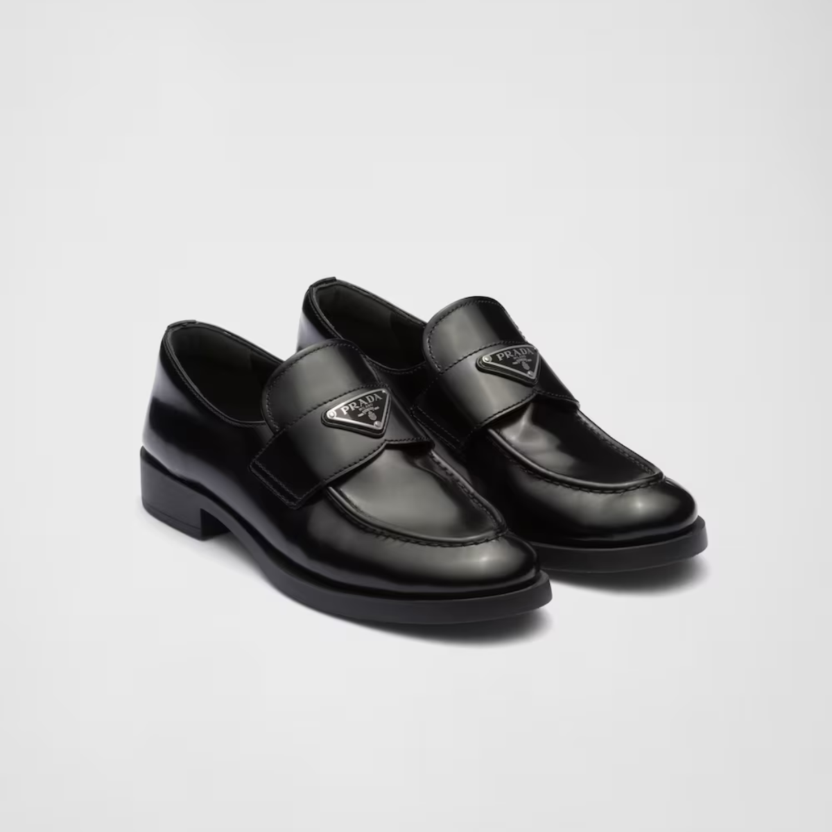 Brushed leather loafers Black