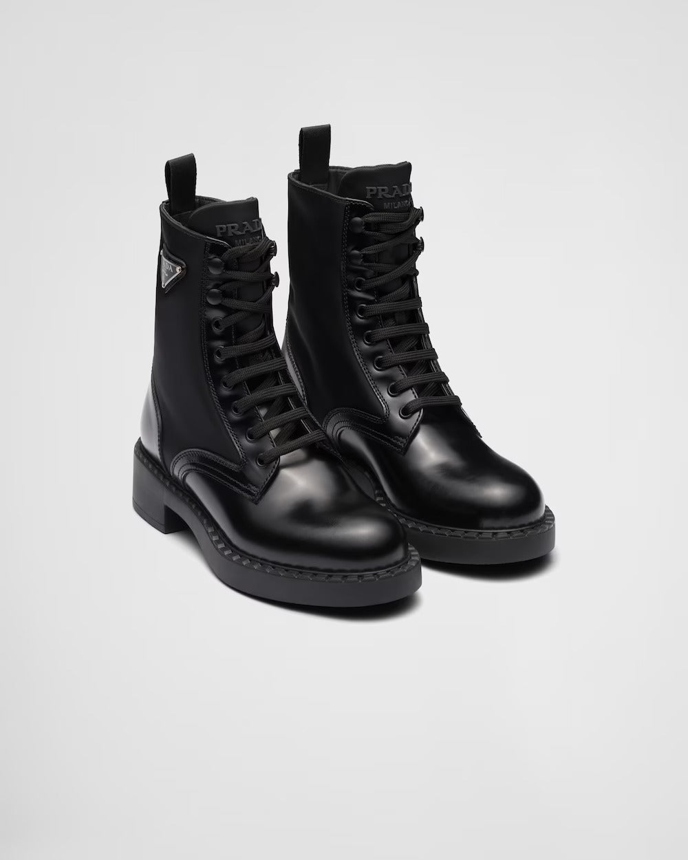 Prada Brushed-leather and Re-Nylon boots