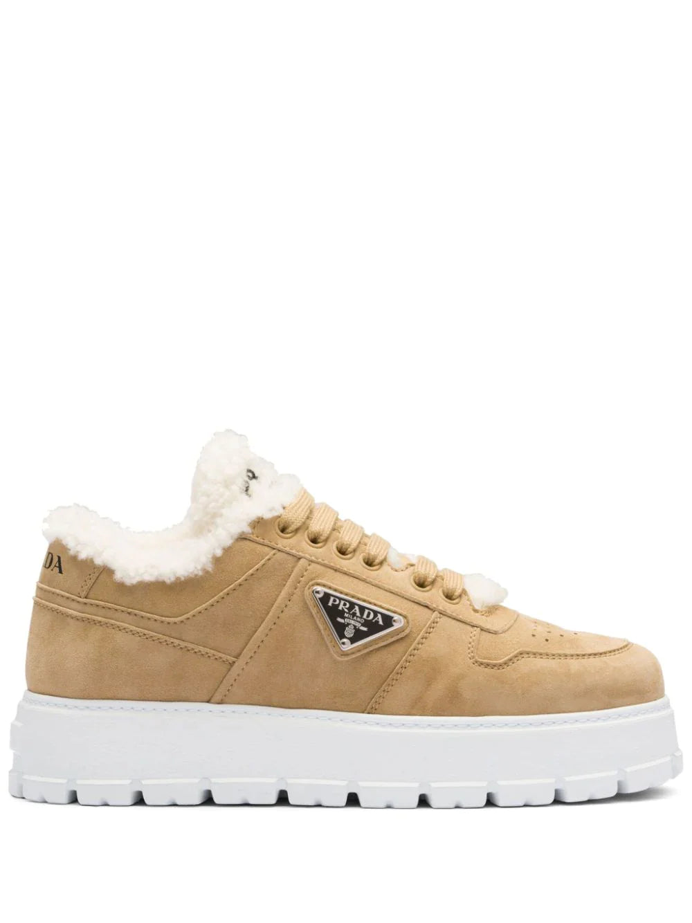 Prada shearling-trim flatform sneakers