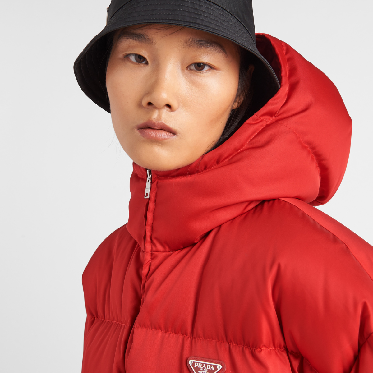 Re-Nylon hooded down jacket