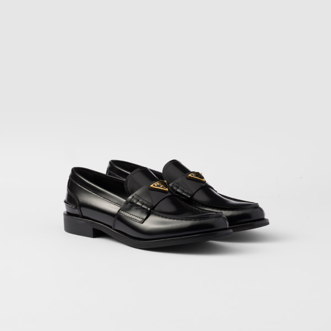 Brushed leather loafers