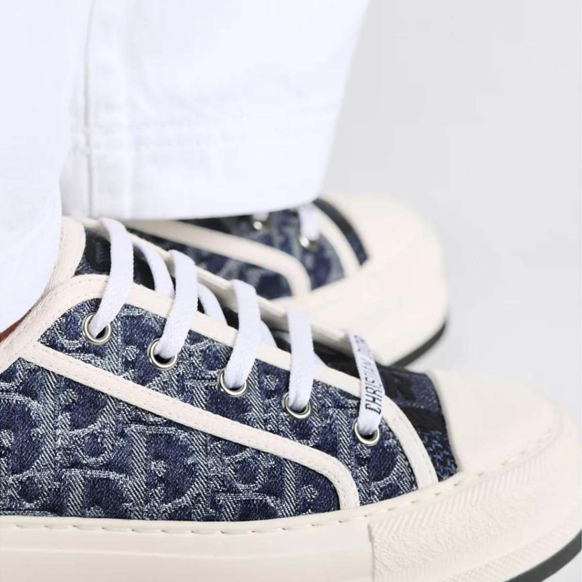 Platform Denim Embroidered Sneaker