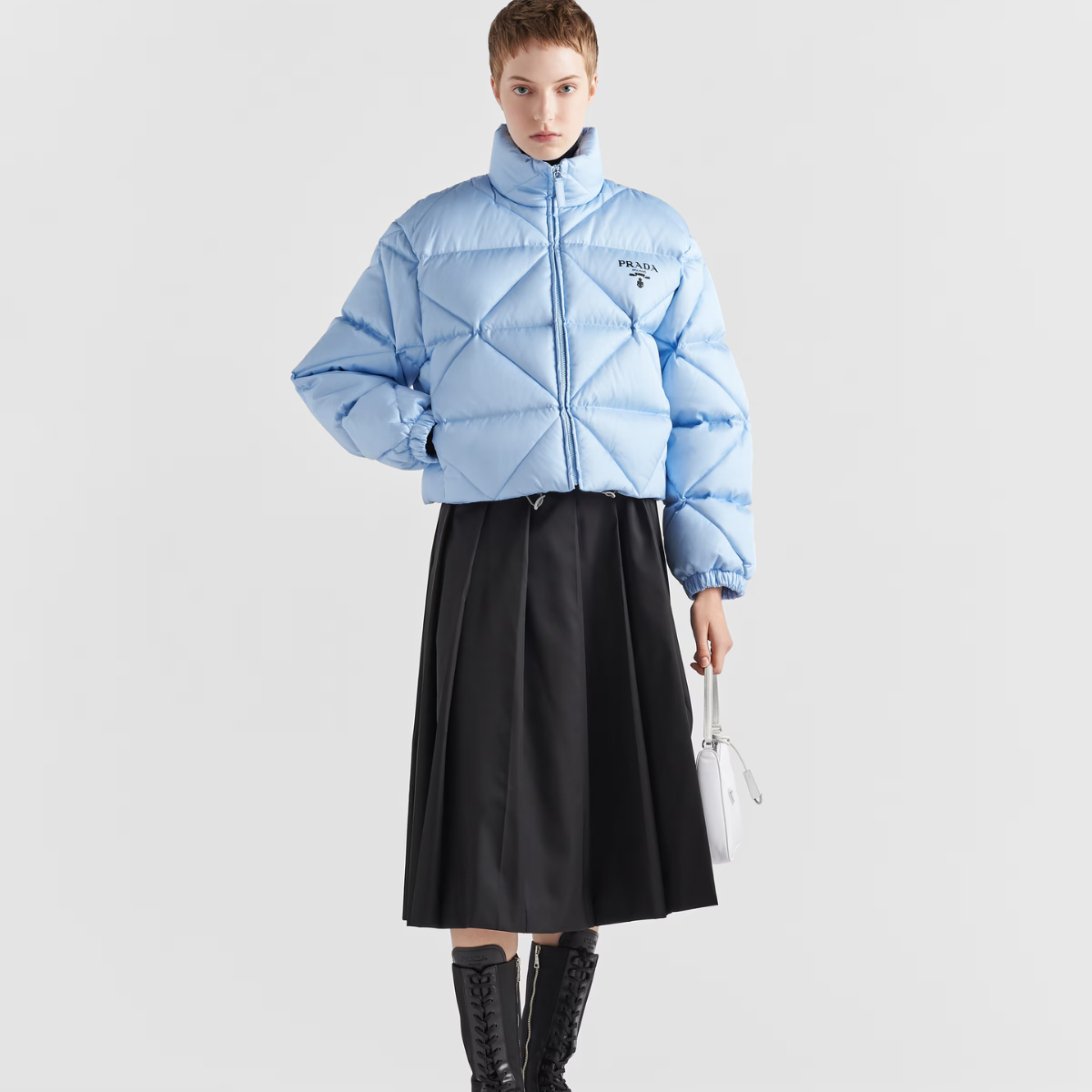 Re-Nylon Gabardine cropped down jacket