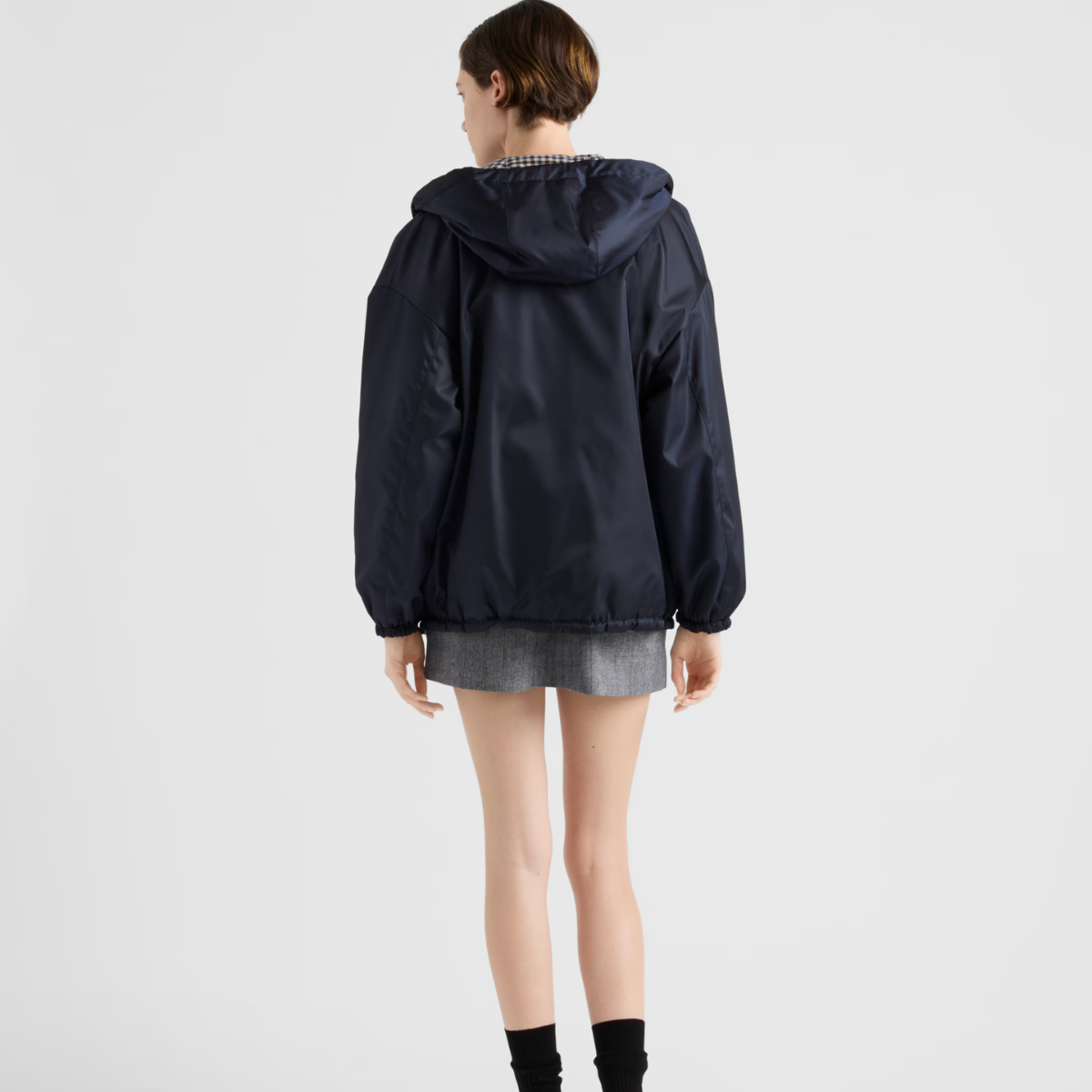 Re-Nylon blouson hooded jacket