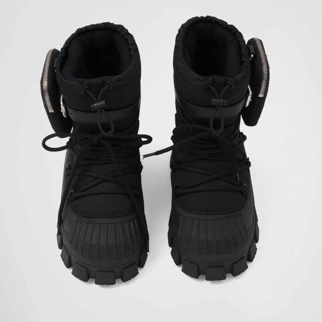 Re-Nylon gabardine après-ski boots with pouch