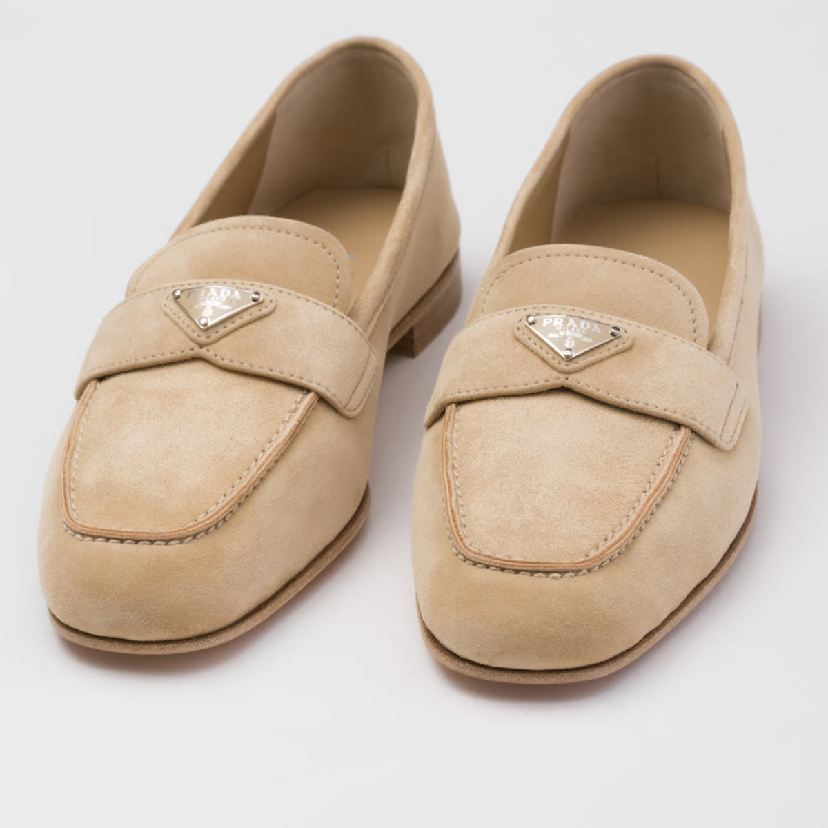 Suede loafers Ecru