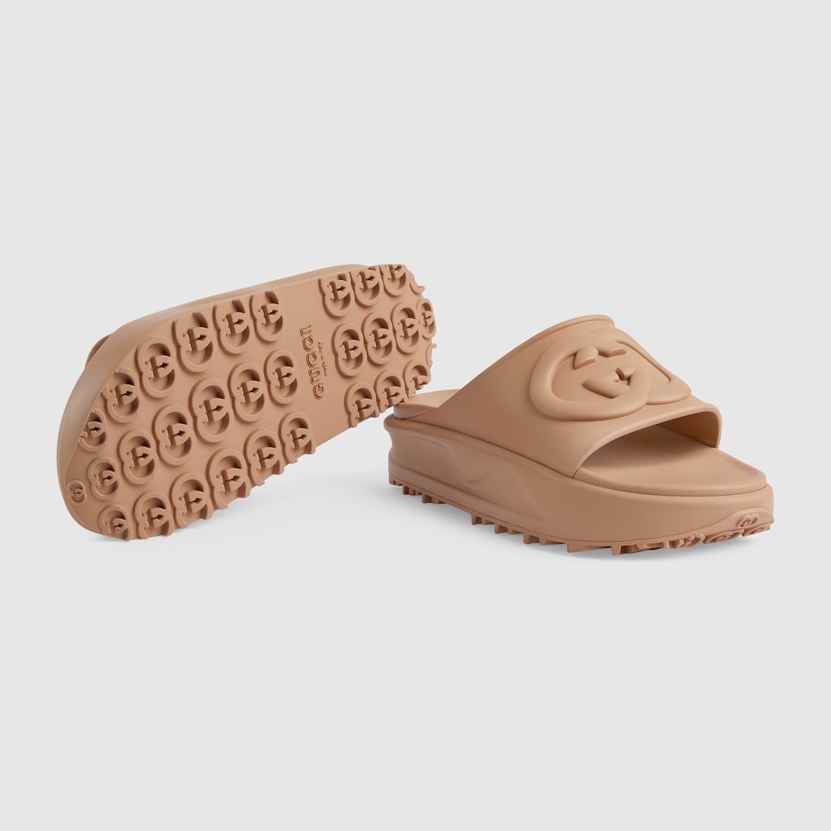 Embossed sandal with Interlocking G