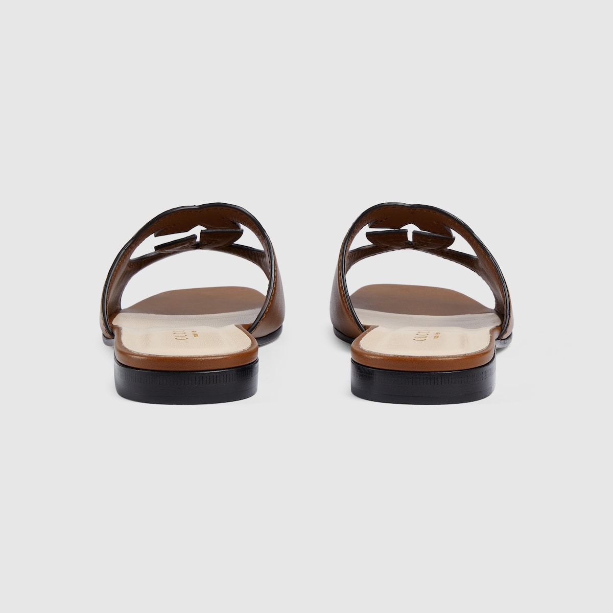 Slide leather sandal with Interlocking G