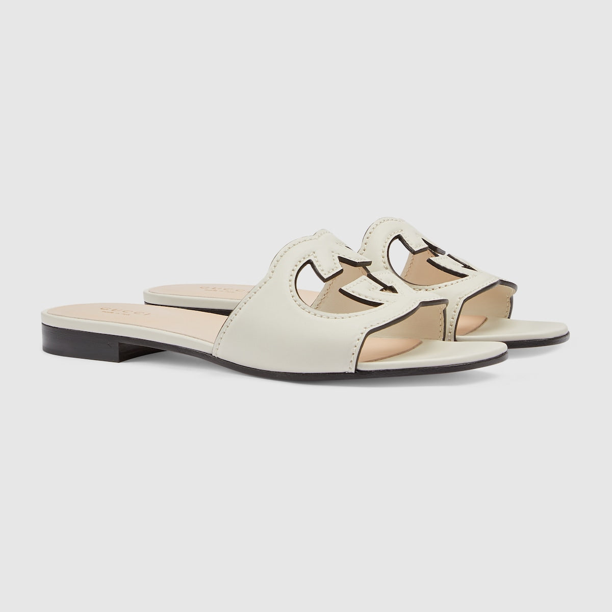 Suede sandal with interlocking G