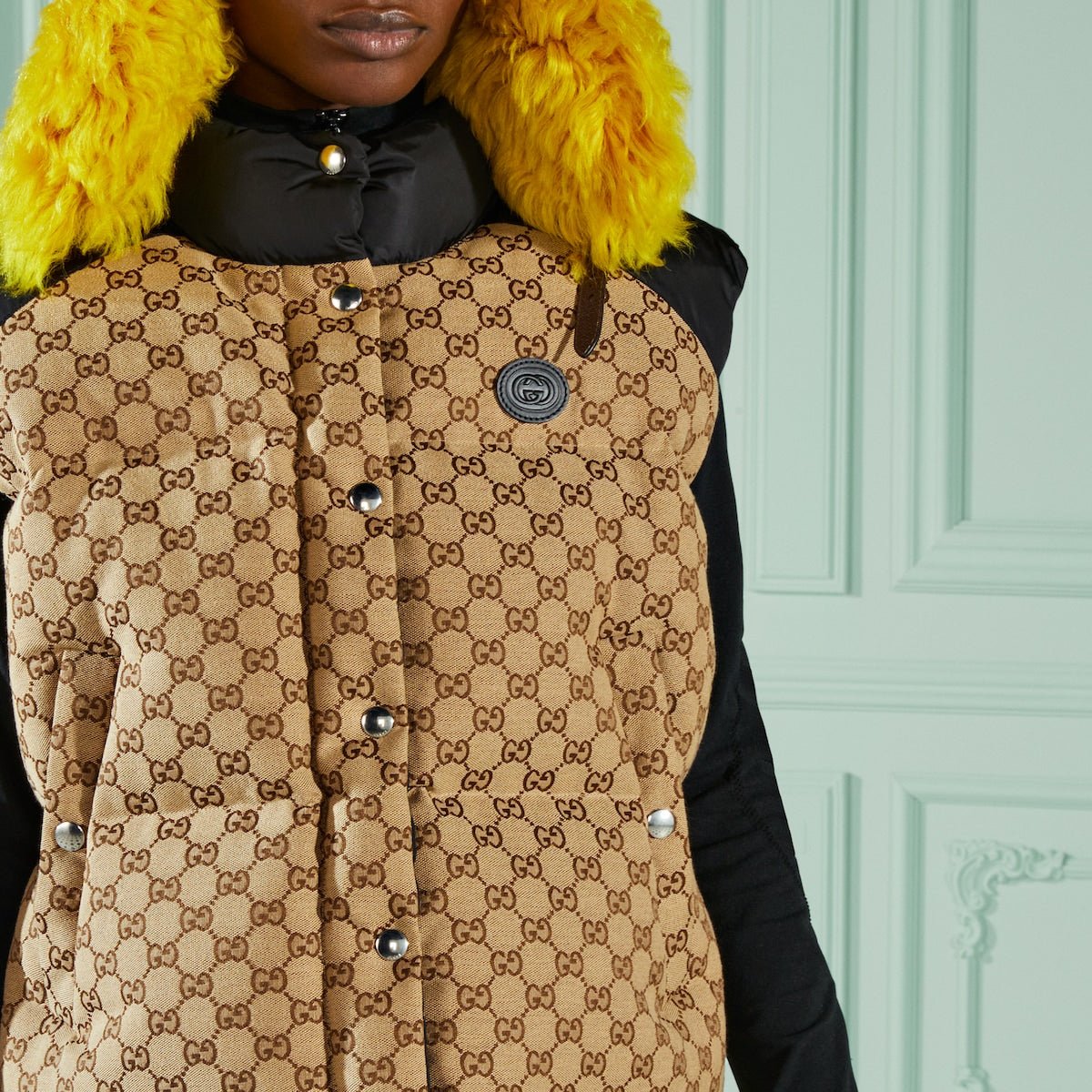 GG cotton canvas puffer vest