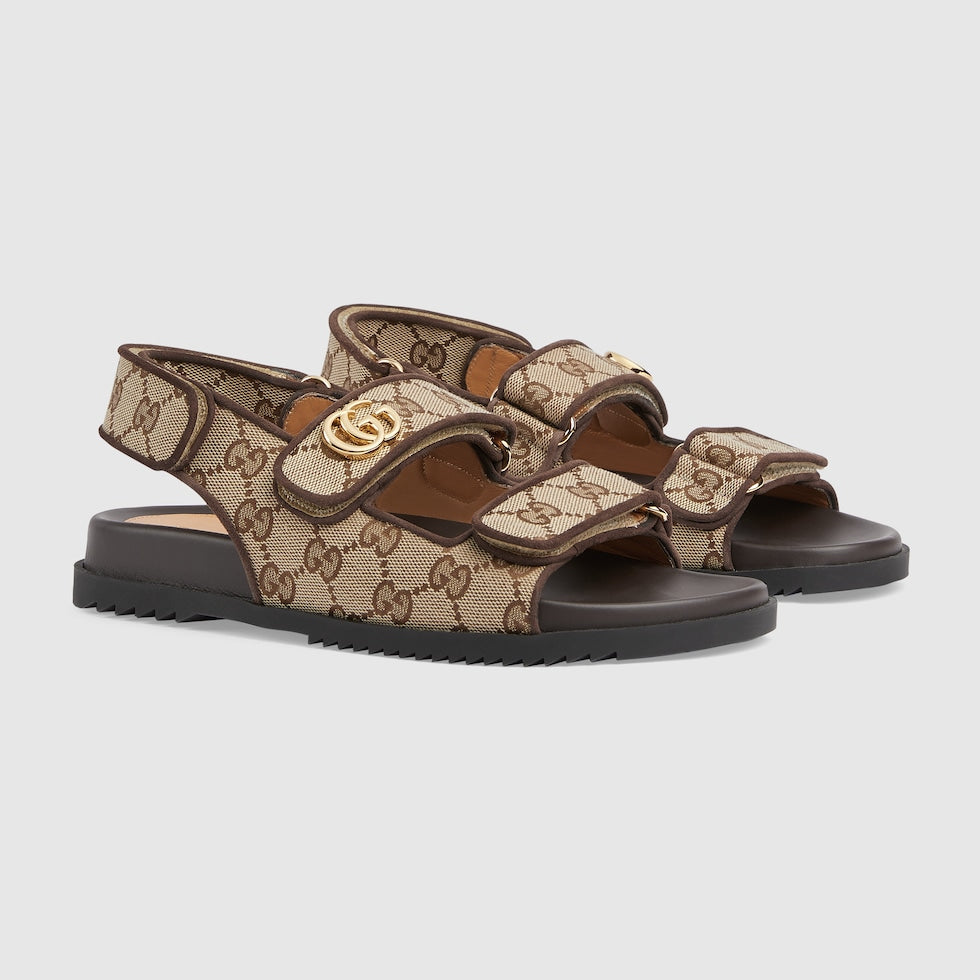 Women's leather sandal with Double G