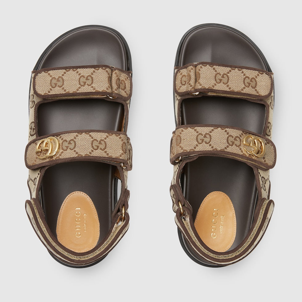 Women's leather sandal with Double G