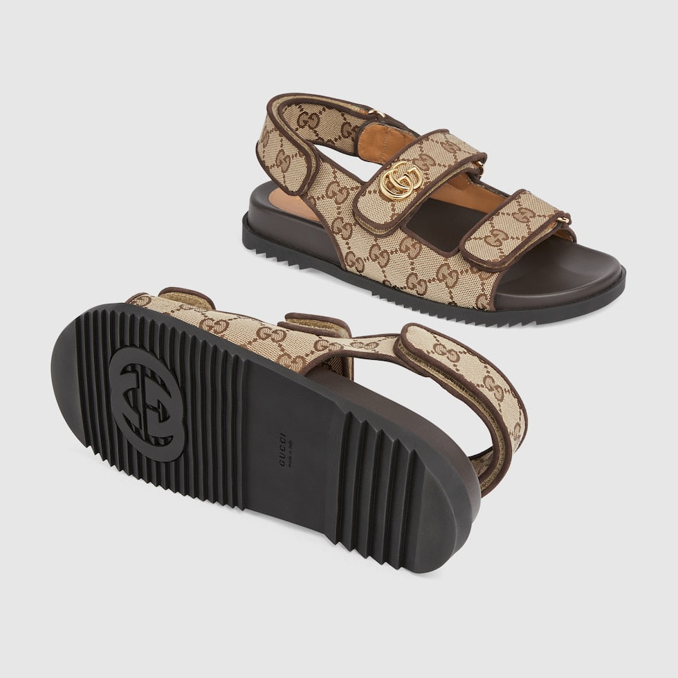 Women's leather sandal with Double G