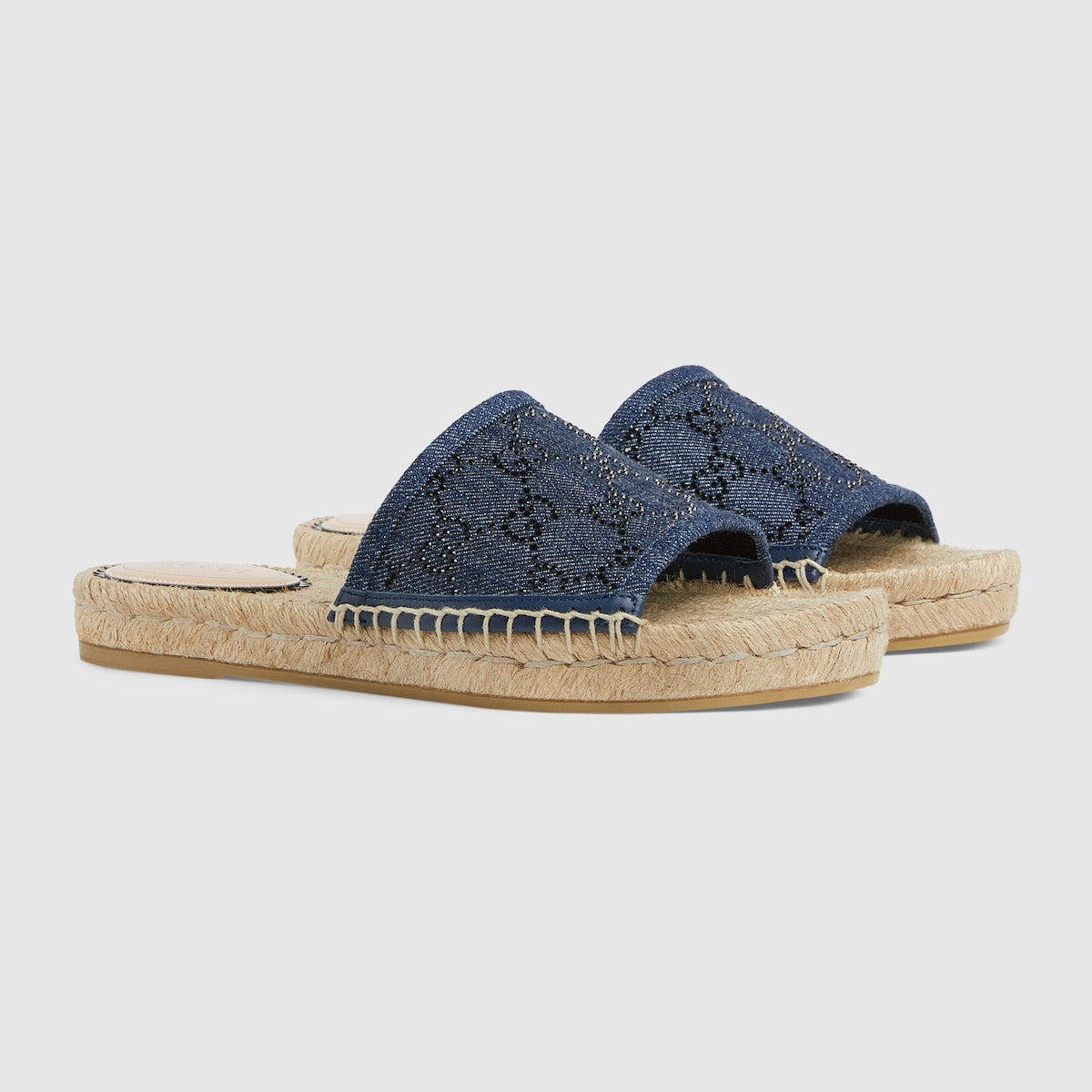 Women's slide espadrille with GG crystals