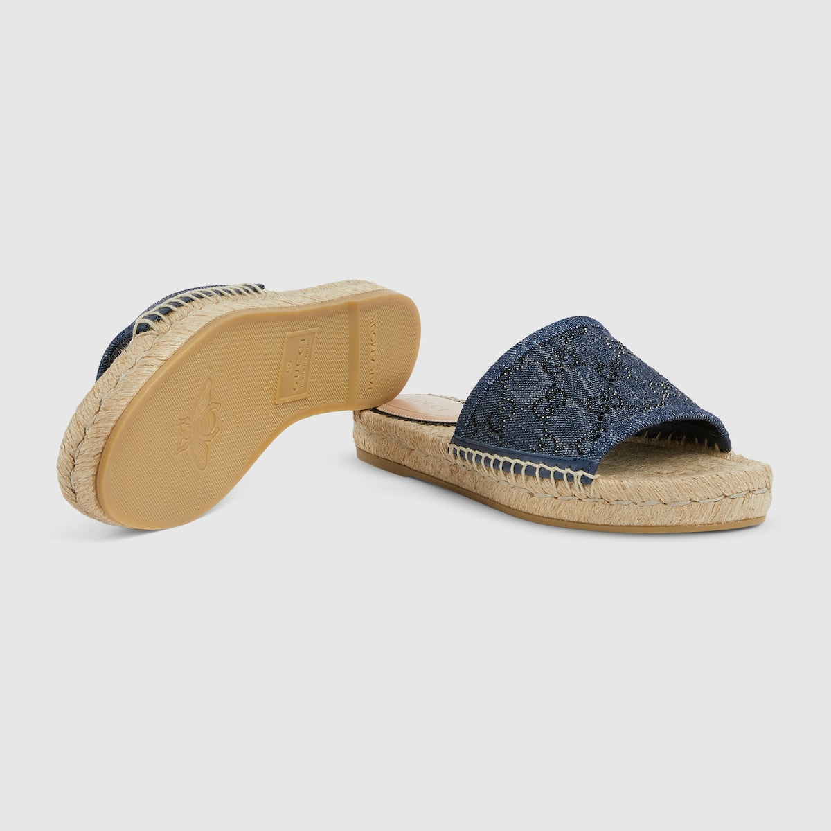 Women's slide espadrille with GG crystals