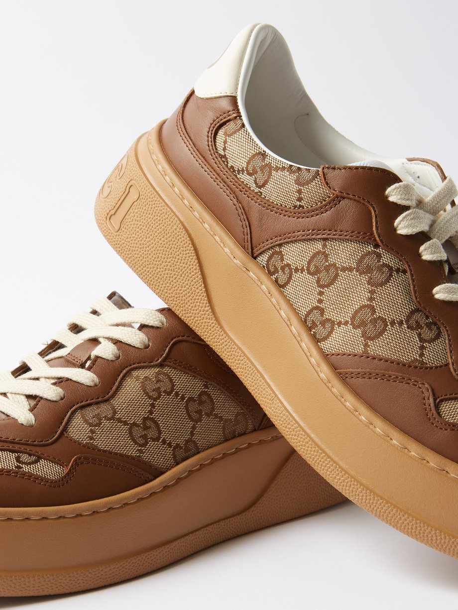 Gucci GG-jacquard canvas and leather trainers