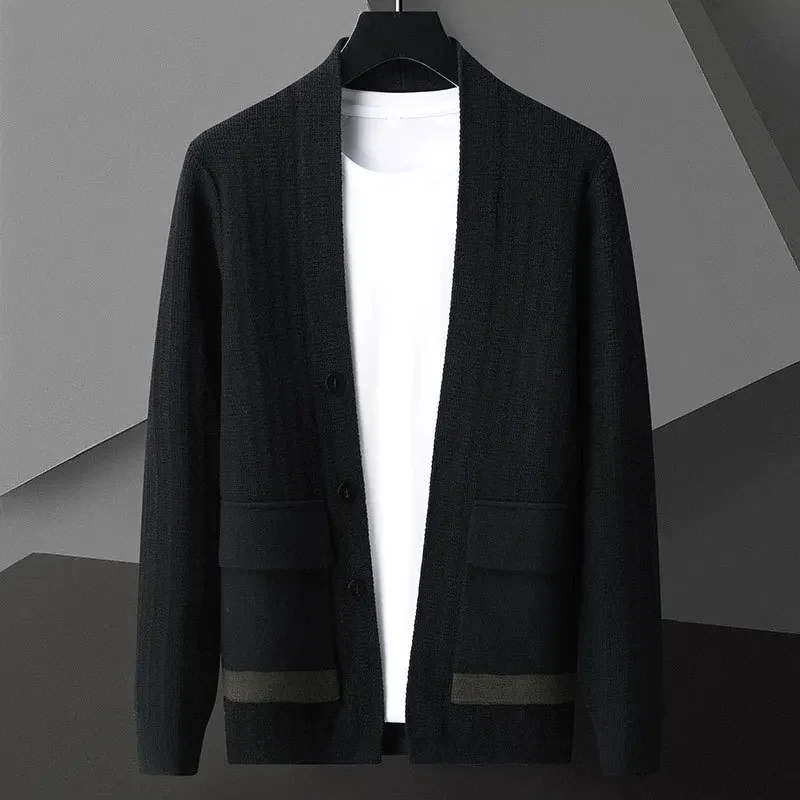 PIERRE-CÔTE JACQUARD KNITTED CARDIGAN