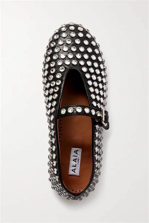 Leather Mary Jane Flats With Allover Studs