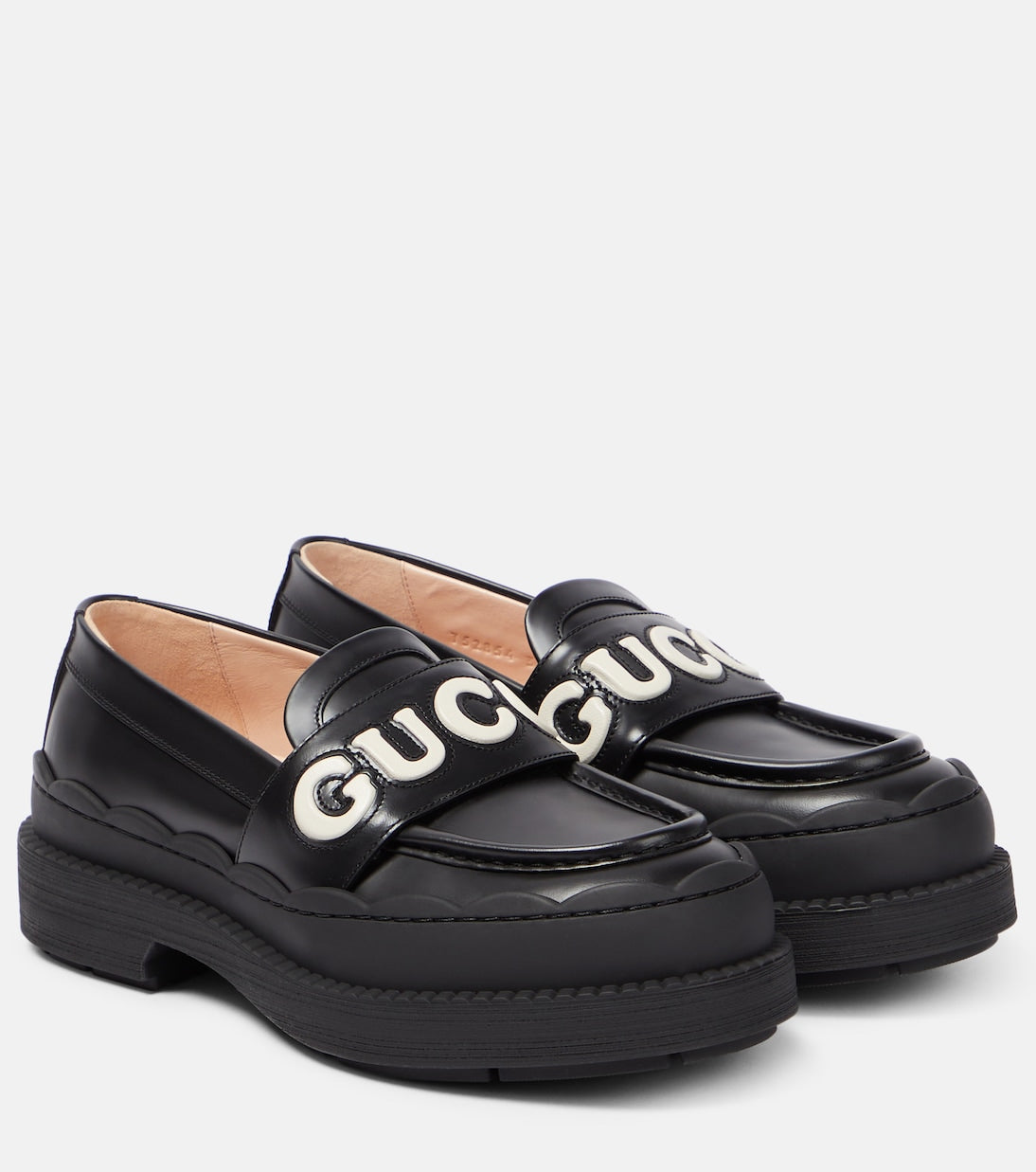 GUCCI Logo leather loafers