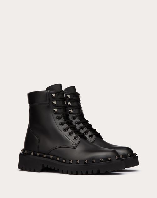 ROCKSTUD CALFSKIN COMBAT BOOT WITH MATCHING STUDS 50MM