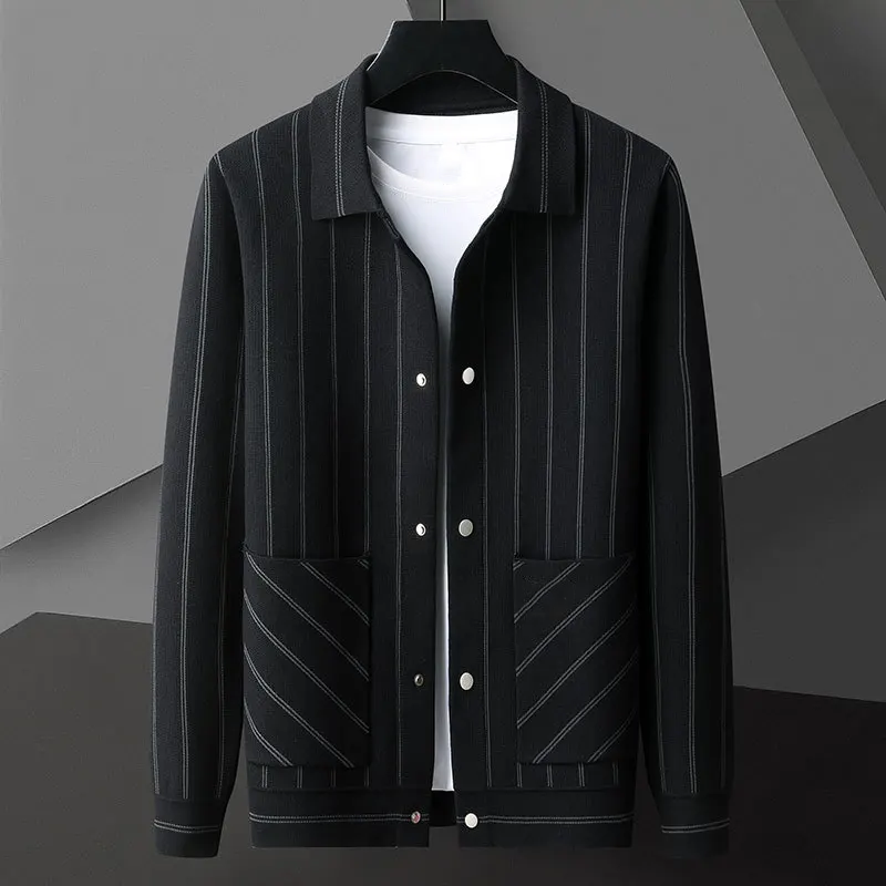 REMY-DOÎR PINSTRIPE VIRGIN WOOL CARDIGAN