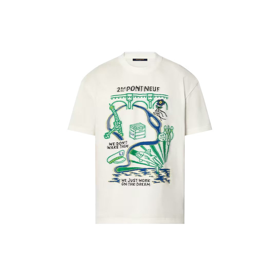 Intarsia Graphic Cotton T-Shirt