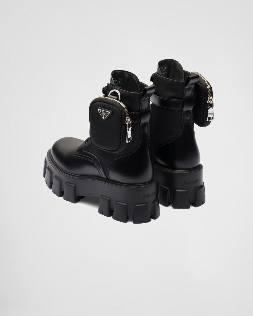 Monolith leather and Re-Nylon boots with pouch