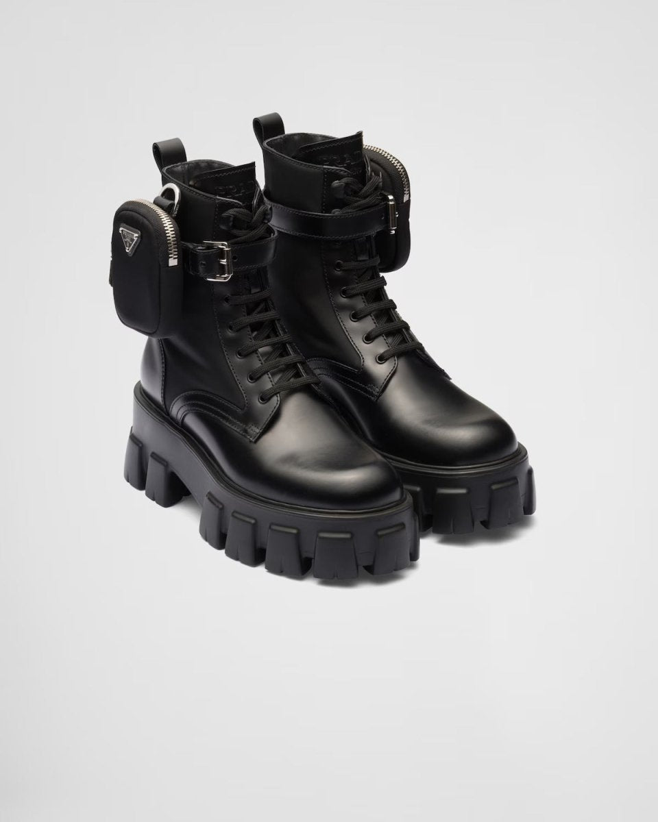 Monolith leather and Re-Nylon boots with pouch