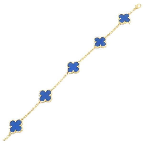 VCA Alhambra Blue Agate Yellow Gold Bracelet