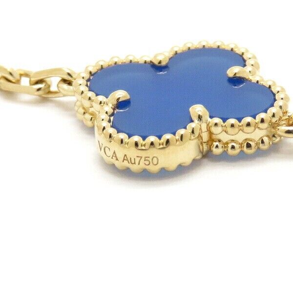 VCA Alhambra Blue Agate Yellow Gold Bracelet